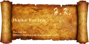 Hupka Karina névjegykártya